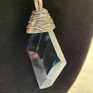 Blue Faceted Stone on Long Chain
